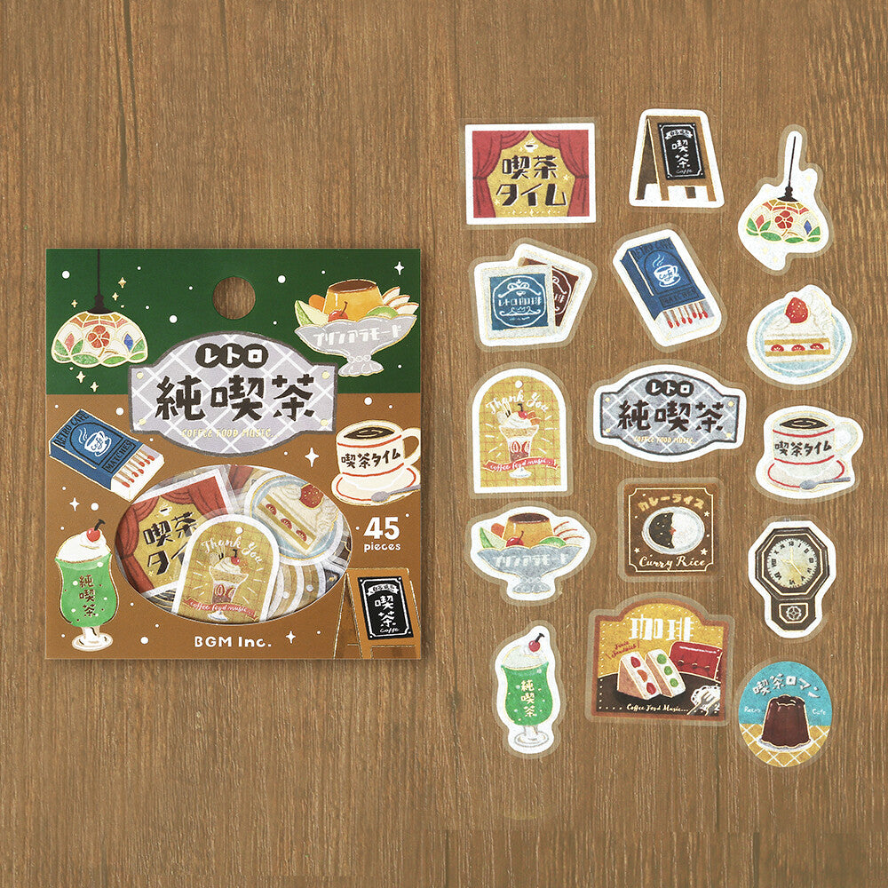 BGM Flake Stickers Foil Stamped "Retro Stroll" - Classic Cafe
