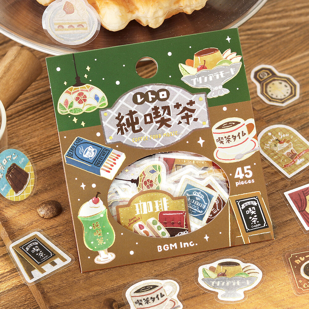 BGM Flake Stickers Foil Stamped "Retro Stroll" - Classic Cafe