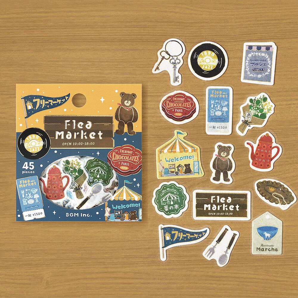 BGM Flake Stickers Foil Stamped "Retro Stroll" - Flea Market