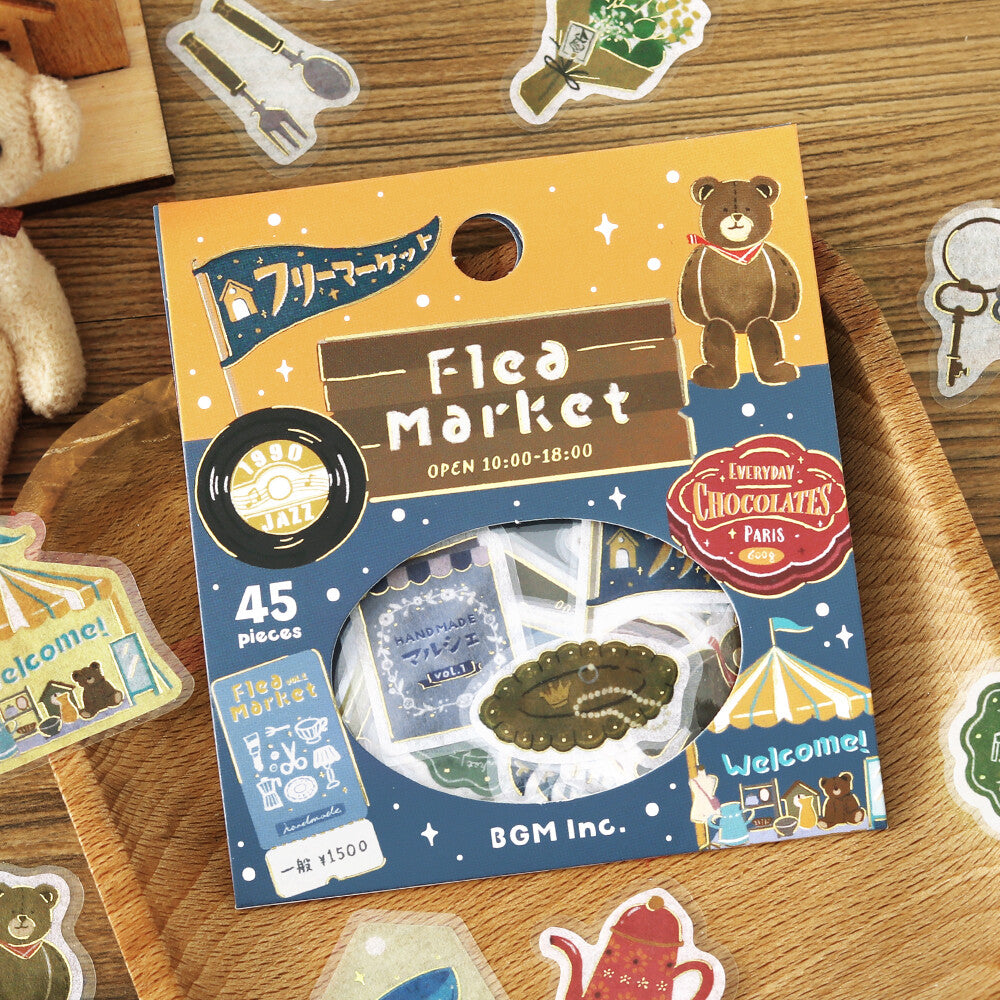 BGM Flake Stickers Foil Stamped "Retro Stroll" - Flea Market