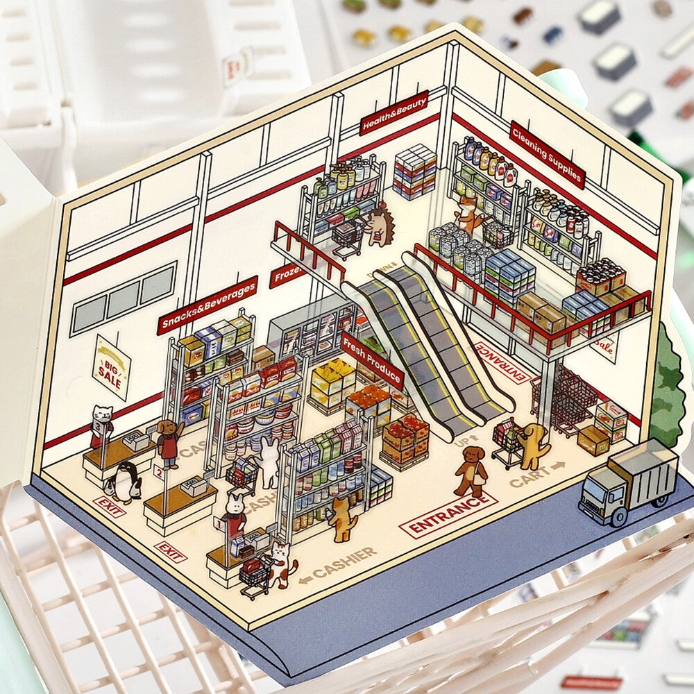BGM Diorama 2.5D Sticker Sheet Vol3 - Supermarket | Papermind Shop