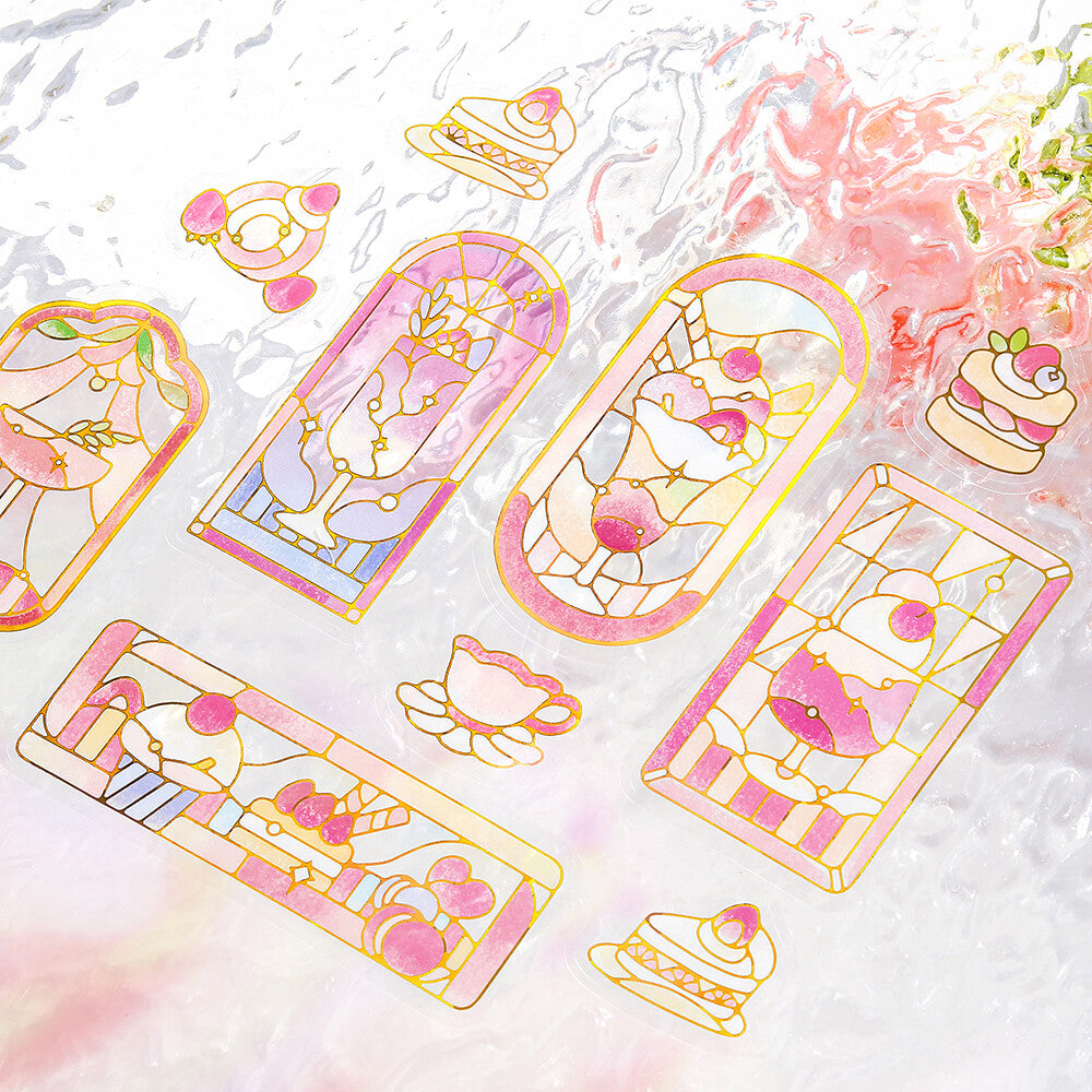 BGM Foil Stamp Clear Stickers Café à la Mode Stained Glass Red