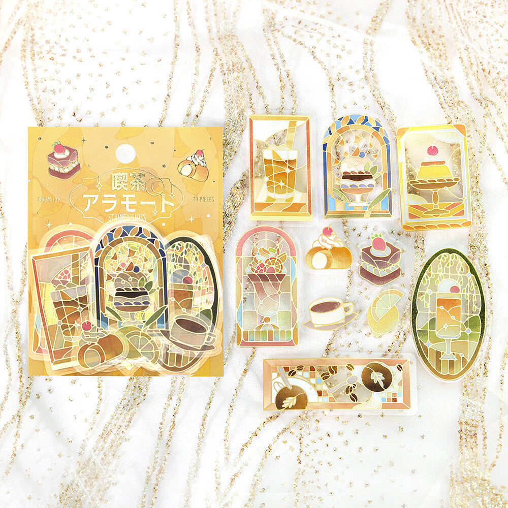 BGM Foil Stamp Clear Stickers Café à la Mode Stained Glass Yellow