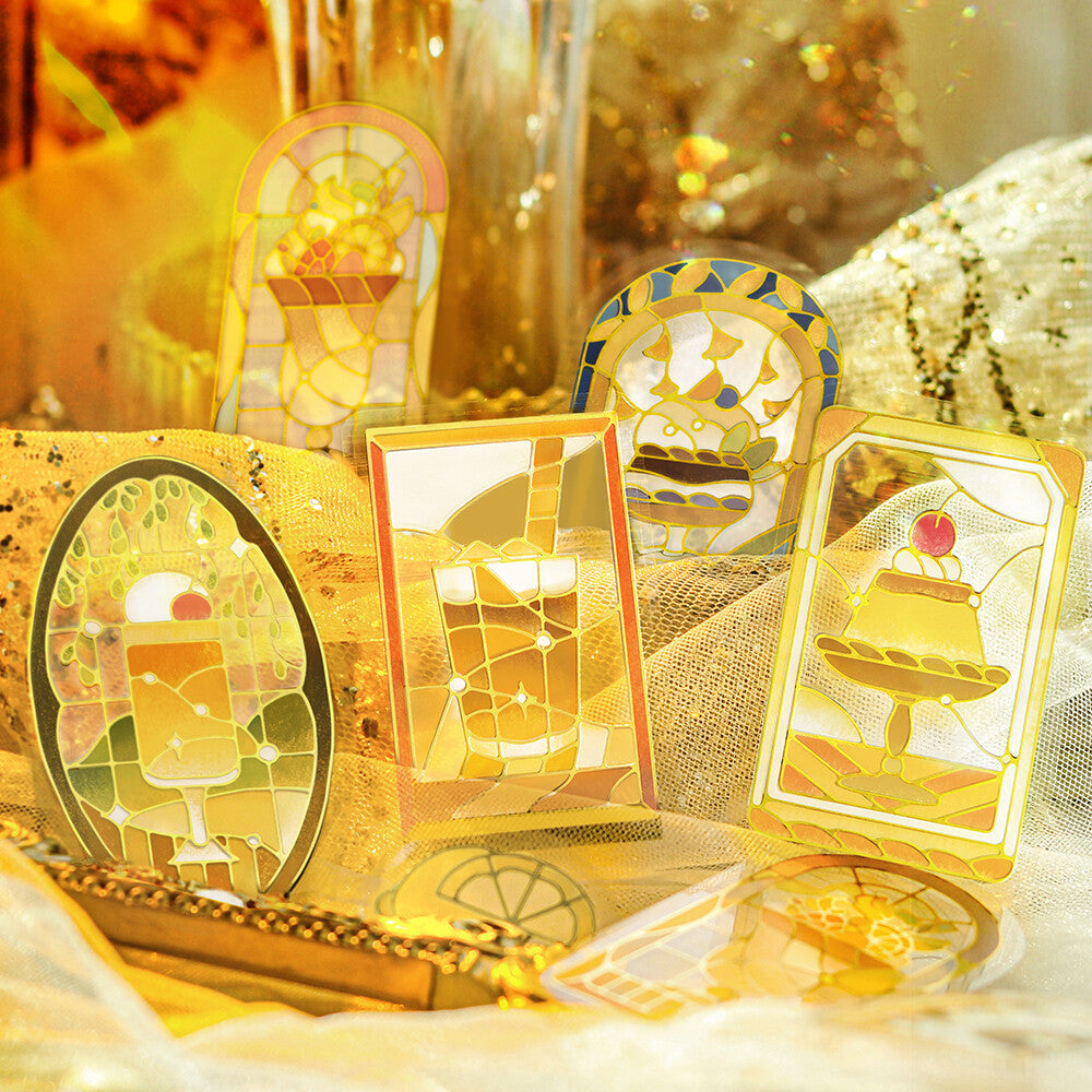 BGM Foil Stamp Clear Stickers Café à la Mode Stained Glass Yellow