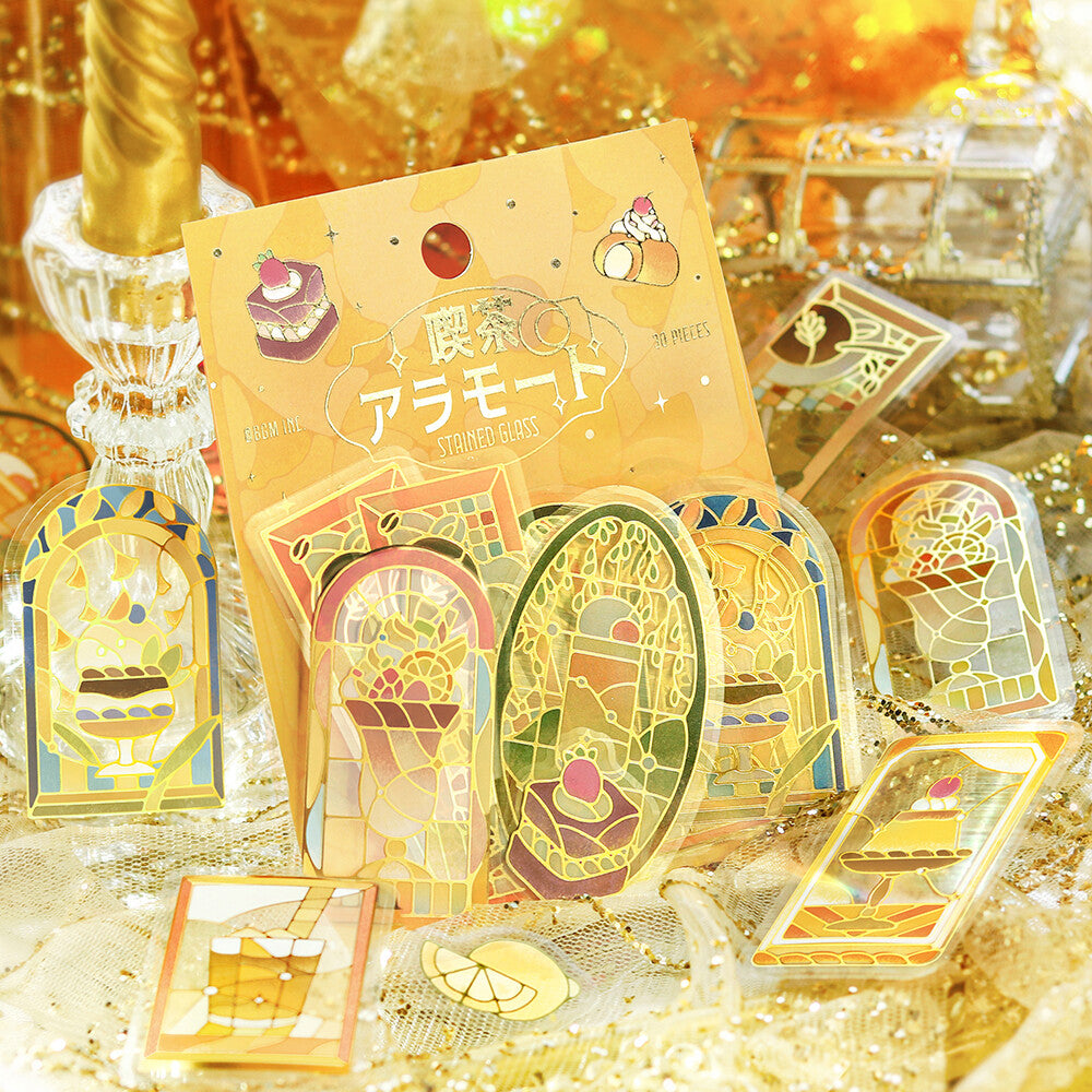 BGM Foil Stamp Clear Stickers Café à la Mode Stained Glass Yellow