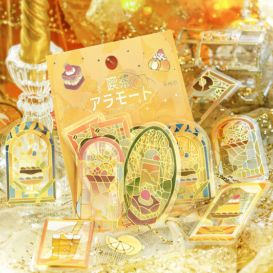 BGM Foil Stamp Clear Stickers Café à la Mode Stained Glass Yellow