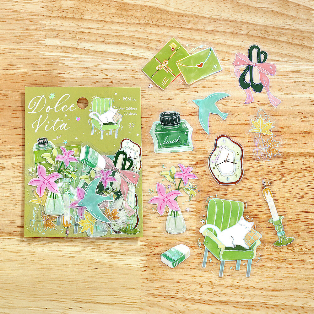 BGM Flake Stickers - Clear Dolce Vita Letter of Happiness | Papermind Shop