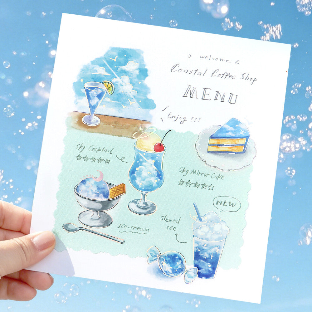 BGM Clear Stickers Foil Stamped "Cafe a la Mode - Sky" - Blue Sky | Papermind Shop