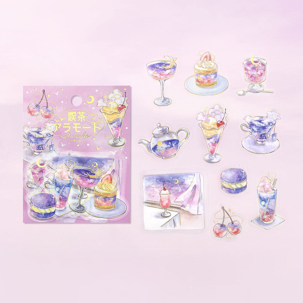 BGM Clear Stickers Foil Stamped "Cafe a la Mode - Sky" - Morning Glow | Papermind Shop