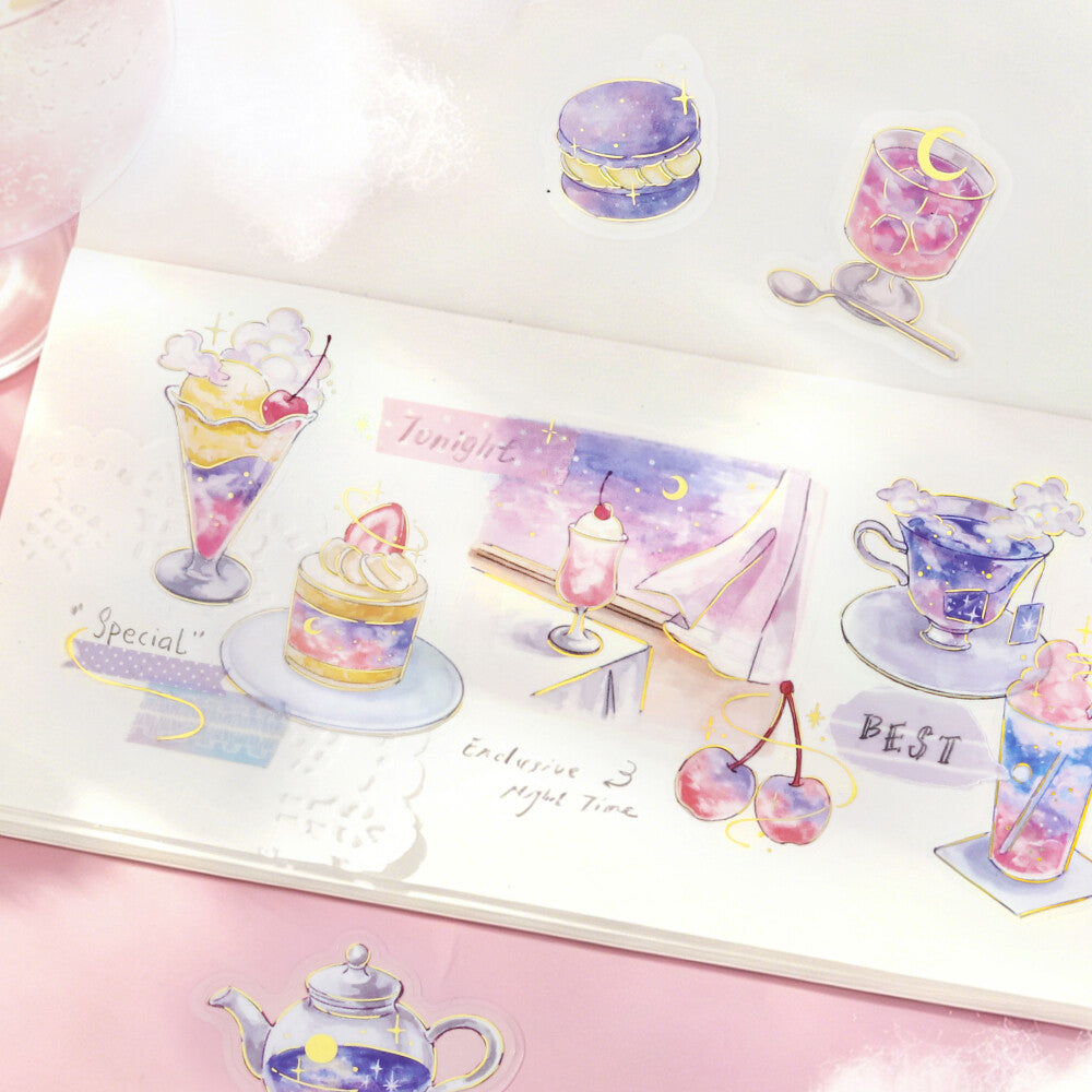 BGM Clear Stickers Foil Stamped "Cafe a la Mode - Sky" - Morning Glow | Papermind Shop