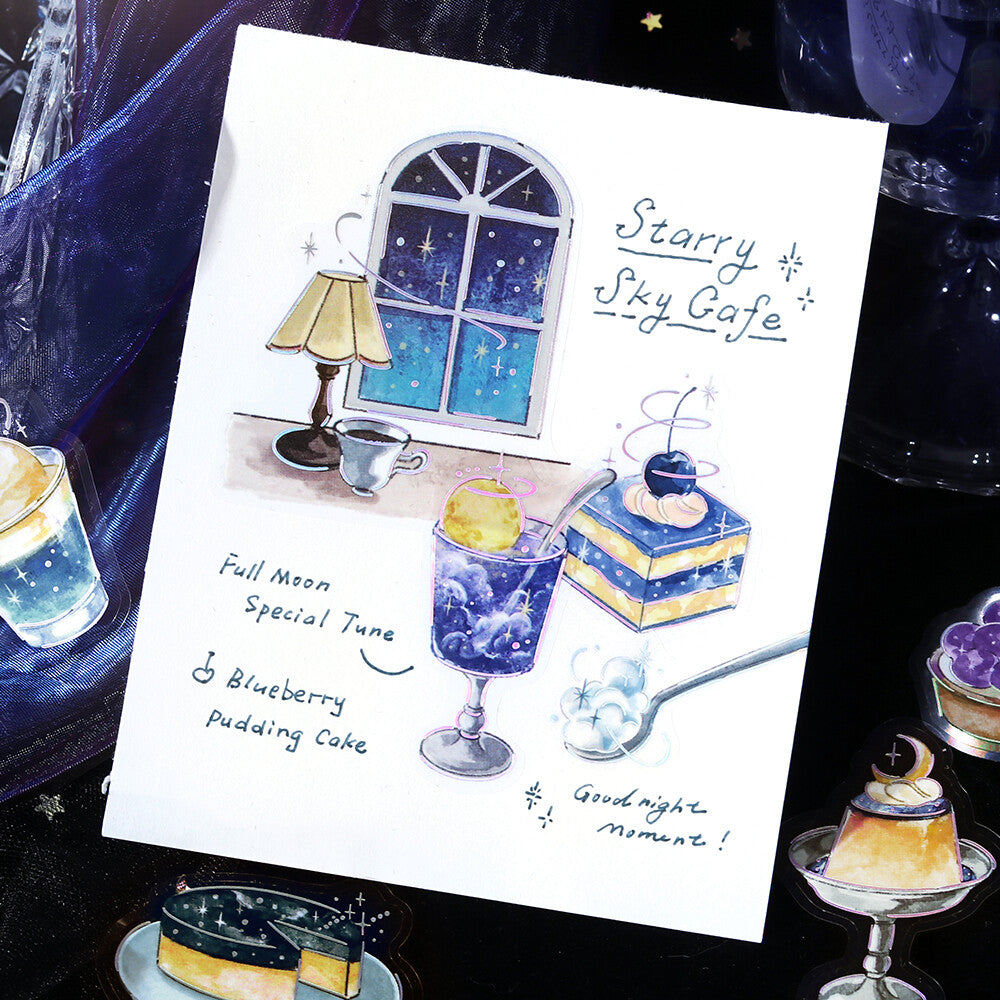 BGM Clear Stickers Foil Stamped "Cafe a la Mode - Sky" - Night Sky | Papermind Shop