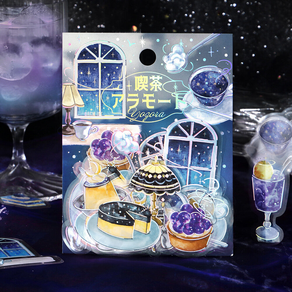BGM Clear Stickers Foil Stamped "Cafe a la Mode - Sky" - Night Sky