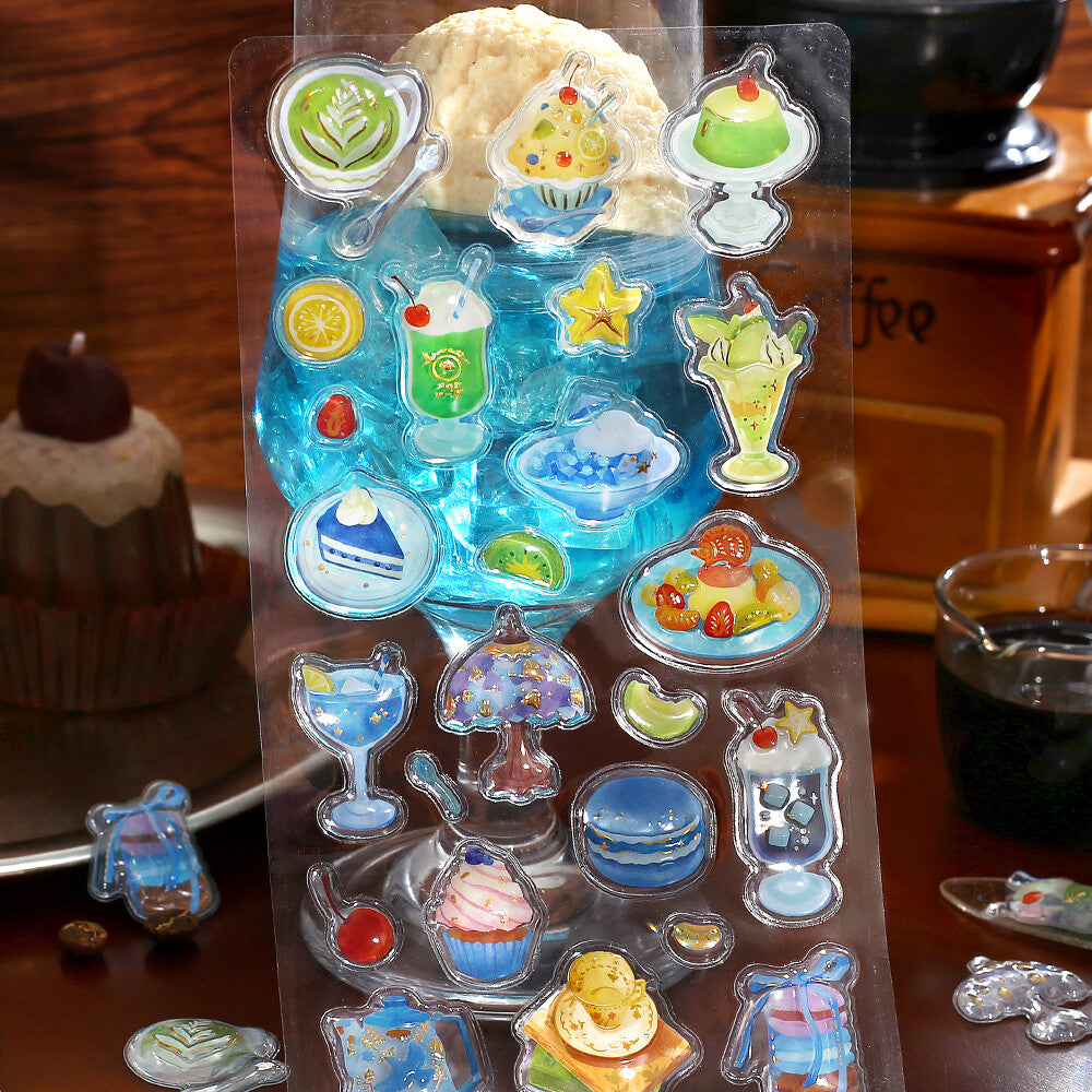 BGM Sticker Sheet - Sparkling 3D Sticker Cafe A La Mode Cool Dessert | Papermind Shop