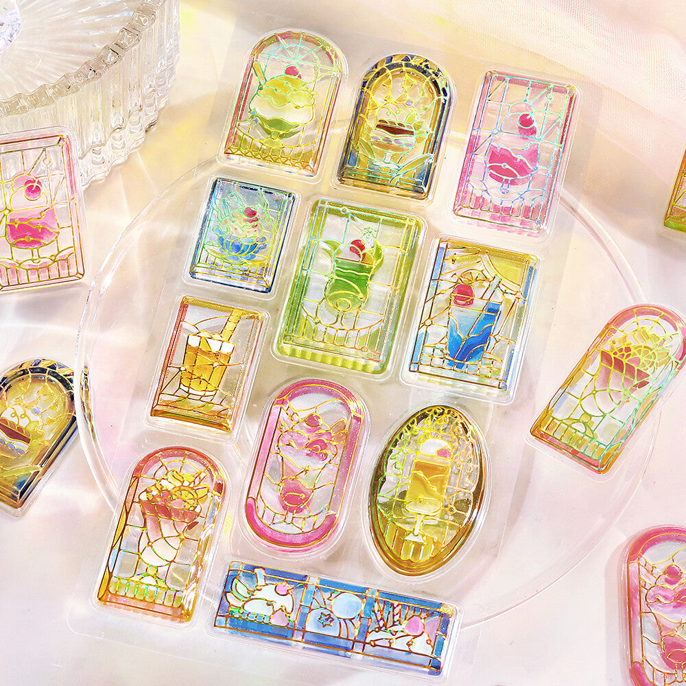 BGM Sticker Sheet - Sparkling 3D Sticker Cafe A La Mode Stained Glass | Papermind Shop