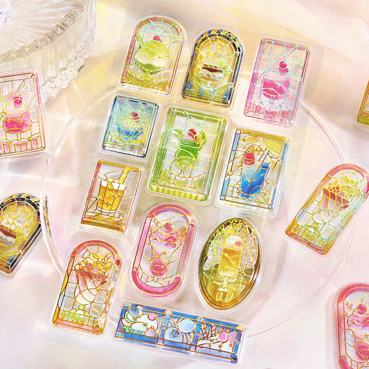 BGM Sticker Sheet - Sparkling 3D Sticker Cafe A La Mode Stained Glass | Papermind Shop