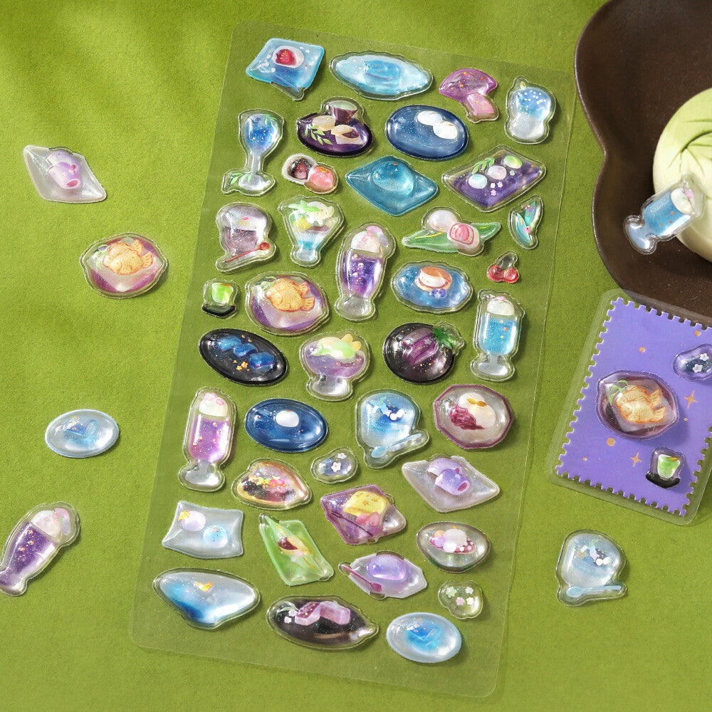 BGM Sticker Sheet - Sparkling 3D Sticker Cafe A La Mode Elegance | Papermind Shop