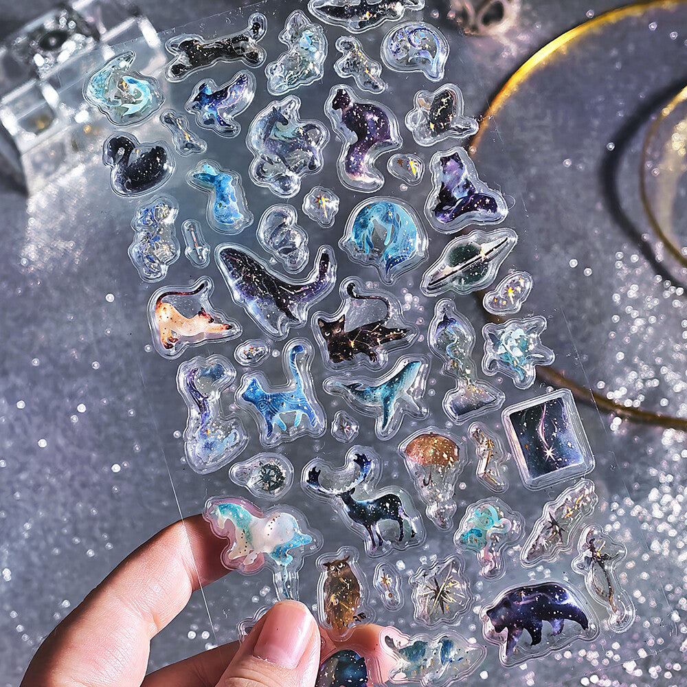 BGM Sticker Sheet - Sparkling 3D Sticker Stardust Magical Animals | Papermind Shop