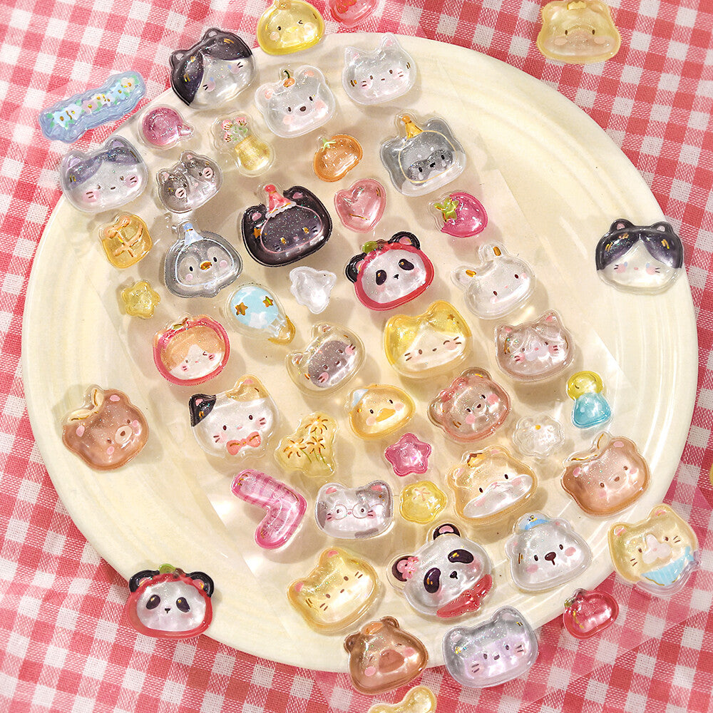 BGM Sticker Sheet - Sparkling 3D Sticker Cute Animal Face | Papermind Shop