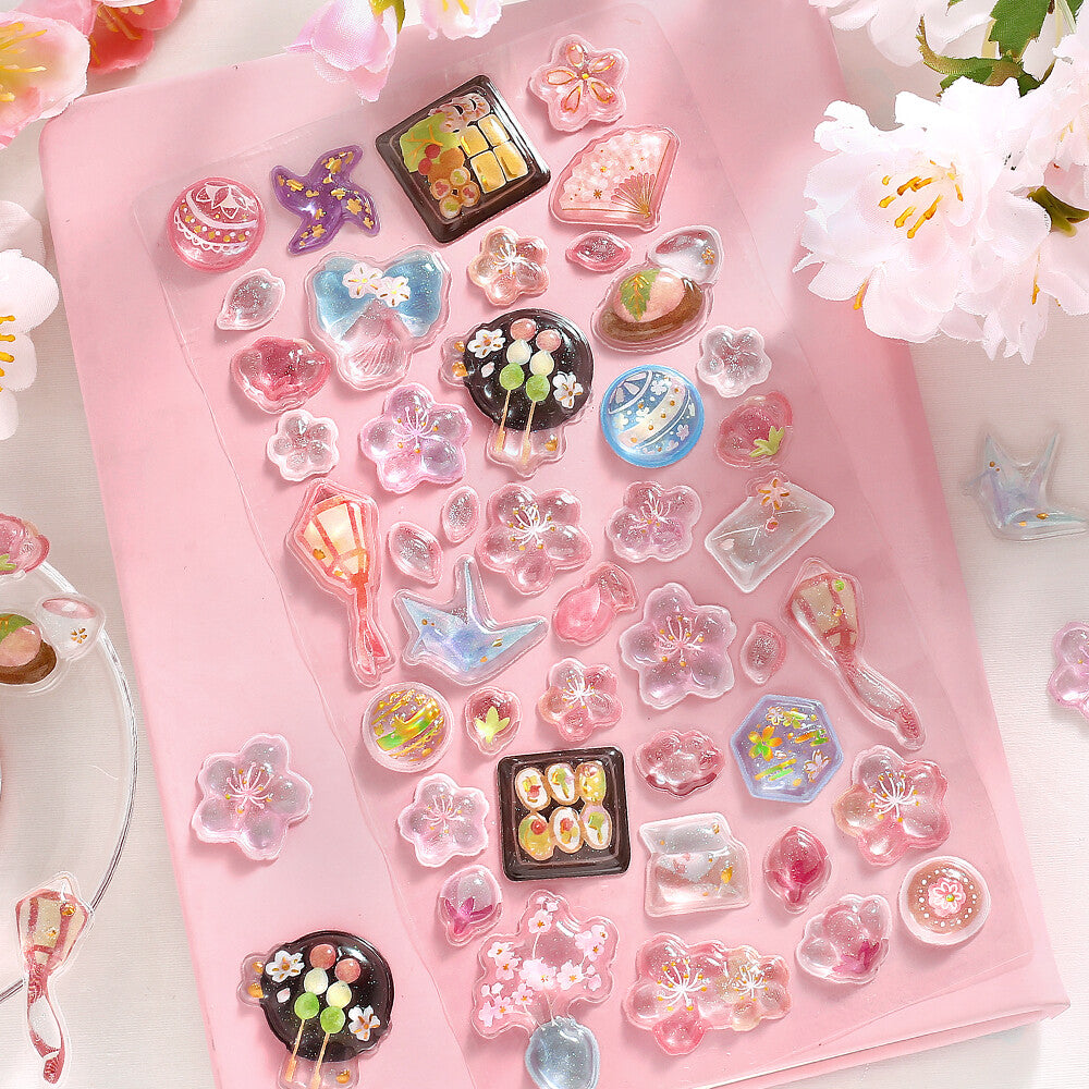 BGM Sticker Sheet - Sparkling 3D Sticker Sakura Season | Papermind Shop