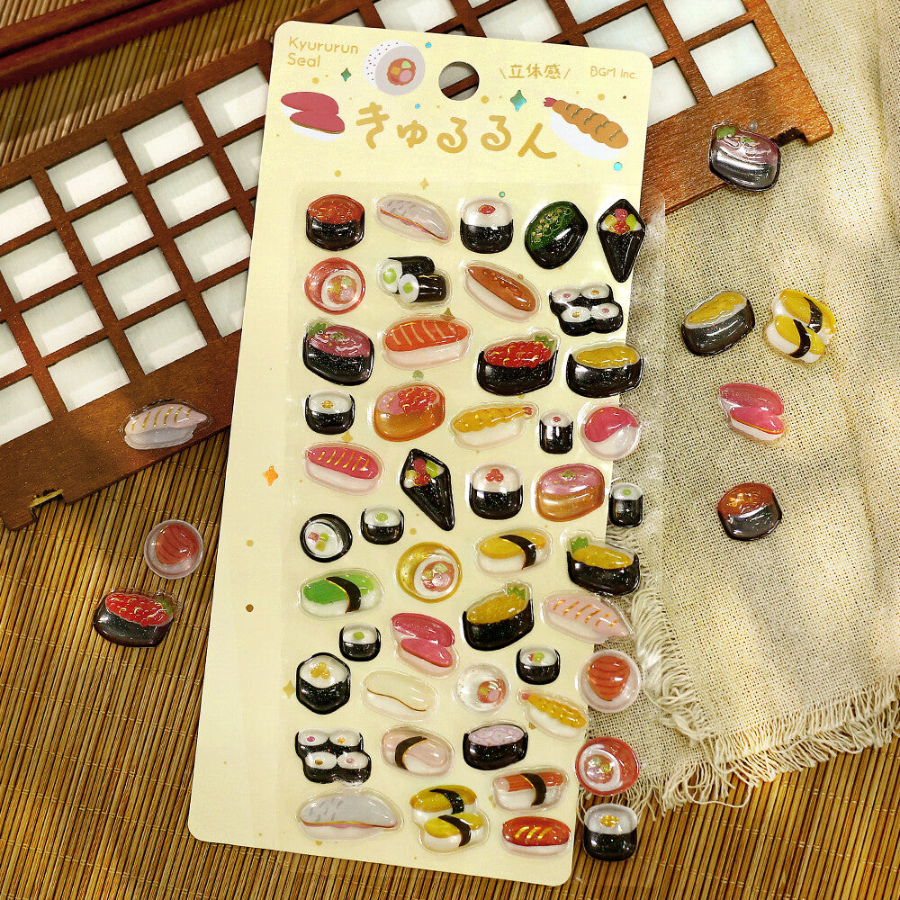 BGM Sticker Sheet - Sparkling 3D Sticker Japanese Sushi | Papermind Shop