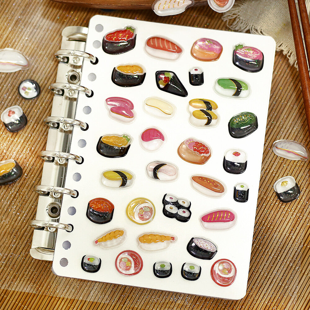 BGM Sticker Sheet - Sparkling 3D Sticker Japanese Sushi | Papermind Shop