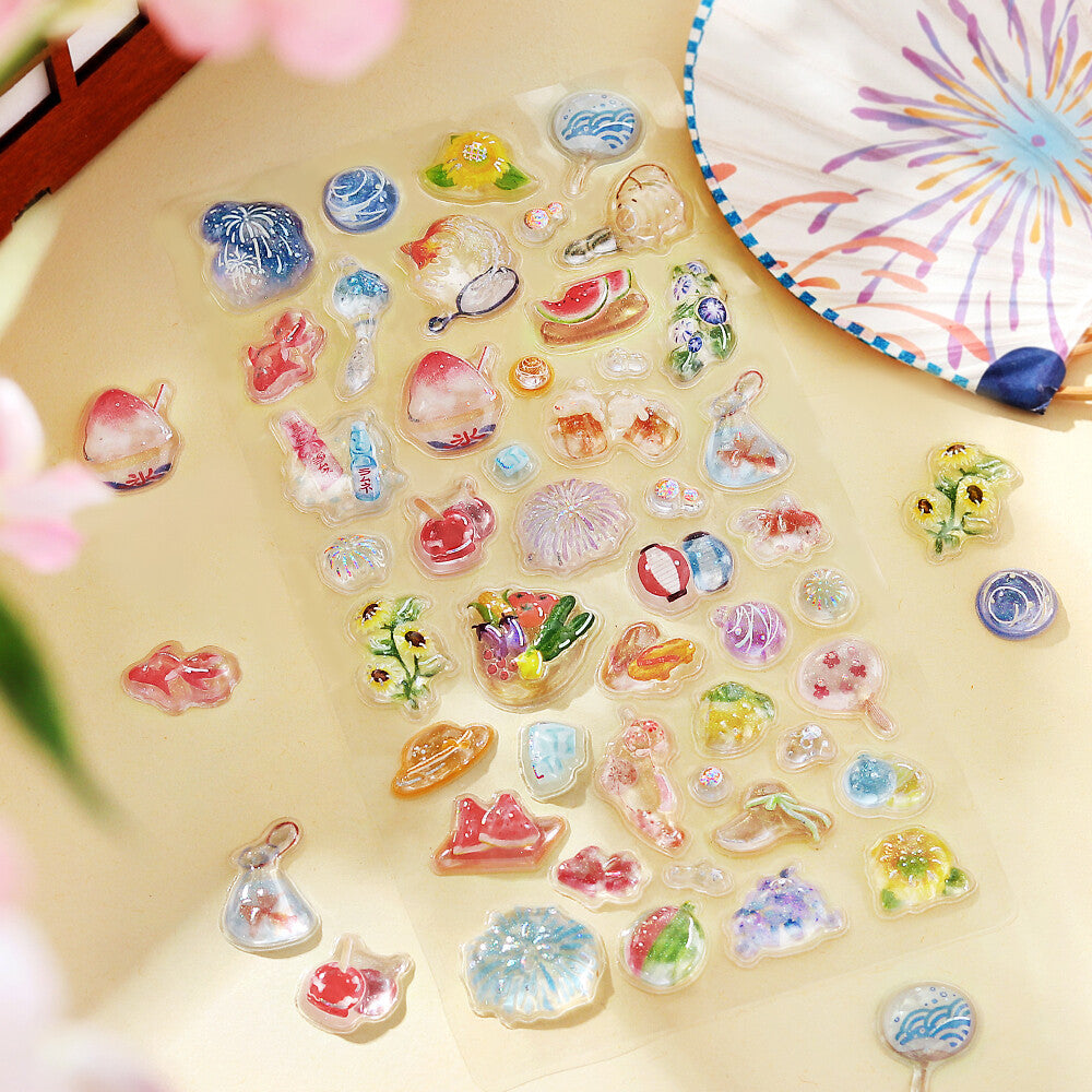BGM Sticker Sheet Sparkling 3D Sticker Summer Tradition