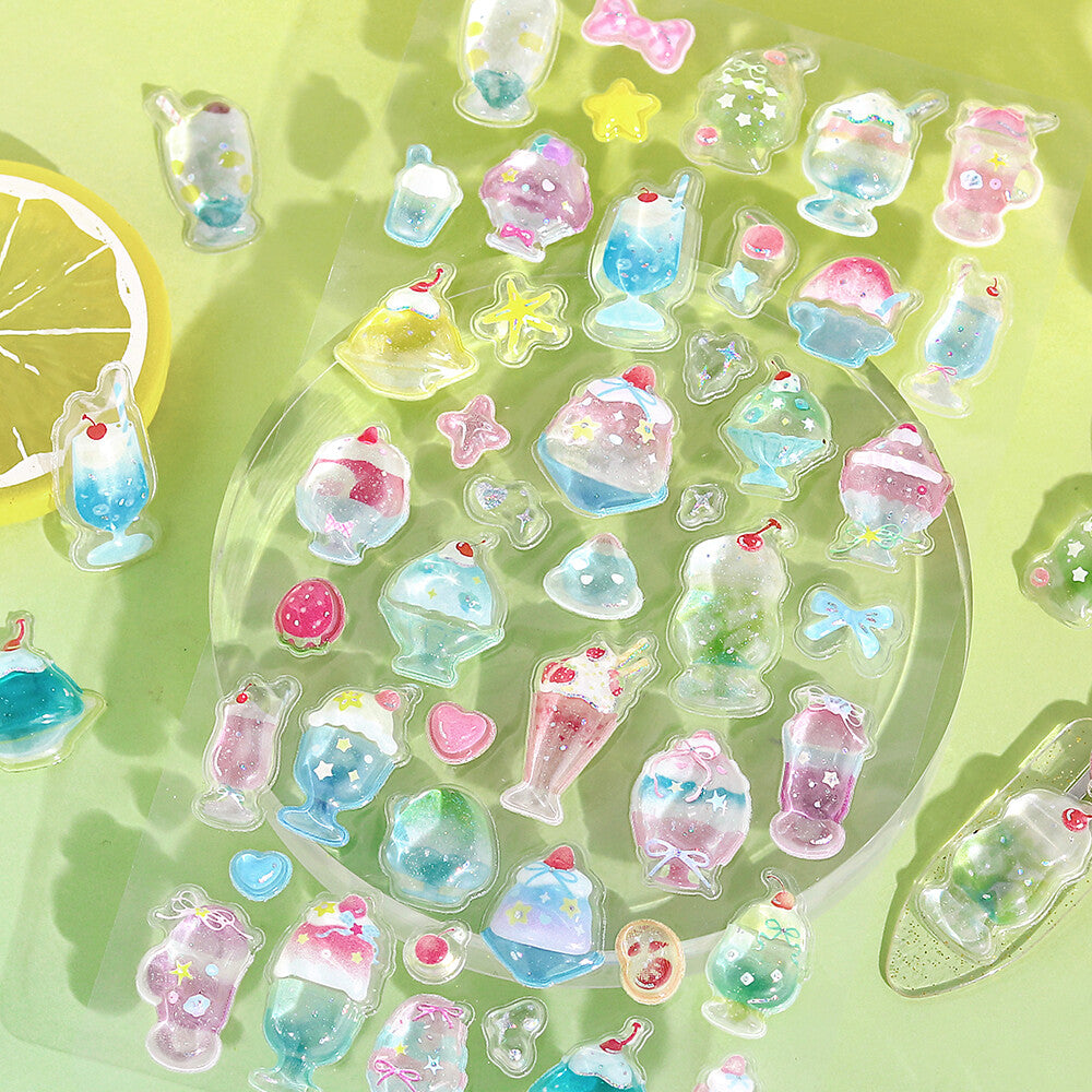 BGM Sticker Sheet Sparkling 3D Sticker Summer Sweets