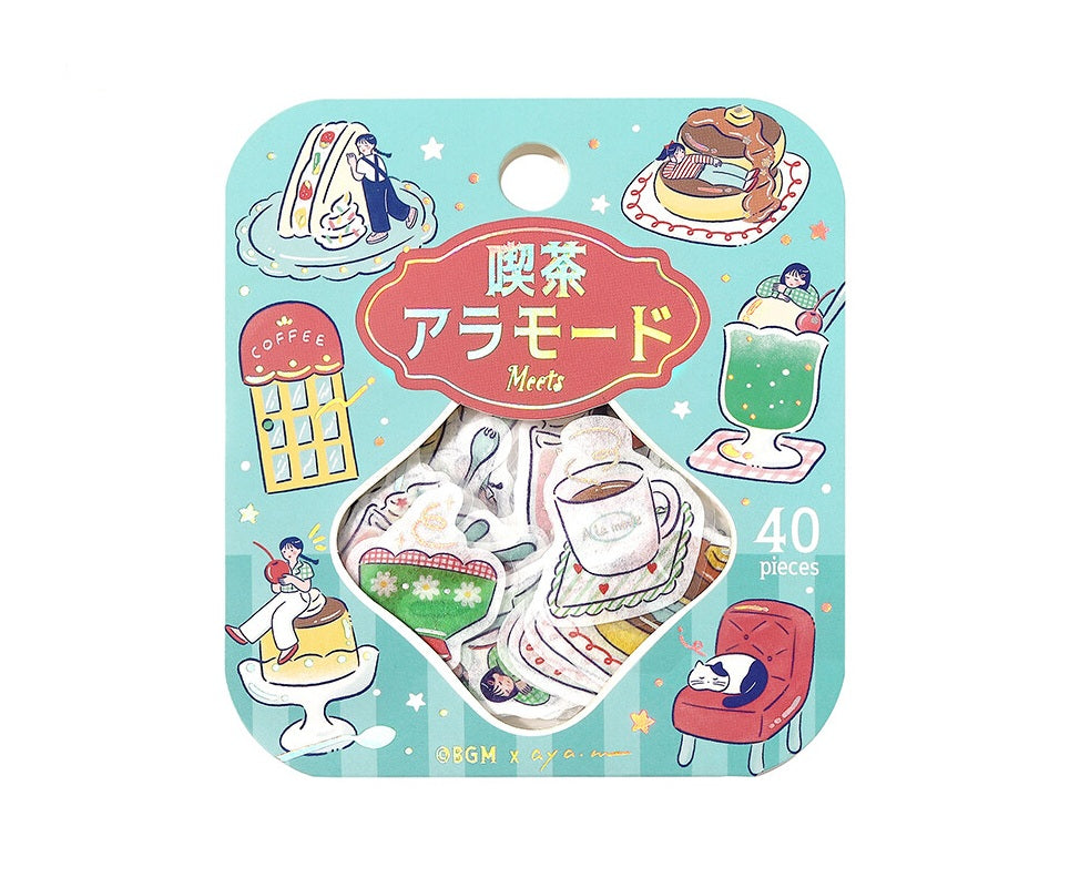 BGM Foil-stamped Flake Stickers Cafe A La Mode - Fancy Retro | Papermind Stationery