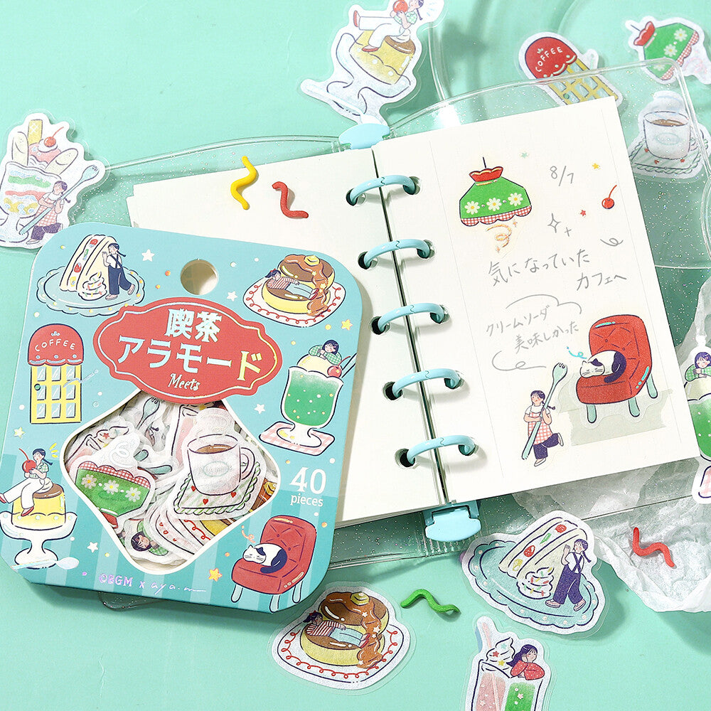 BGM Foil-stamped Flake Stickers Cafe A La Mode - Fancy Retro