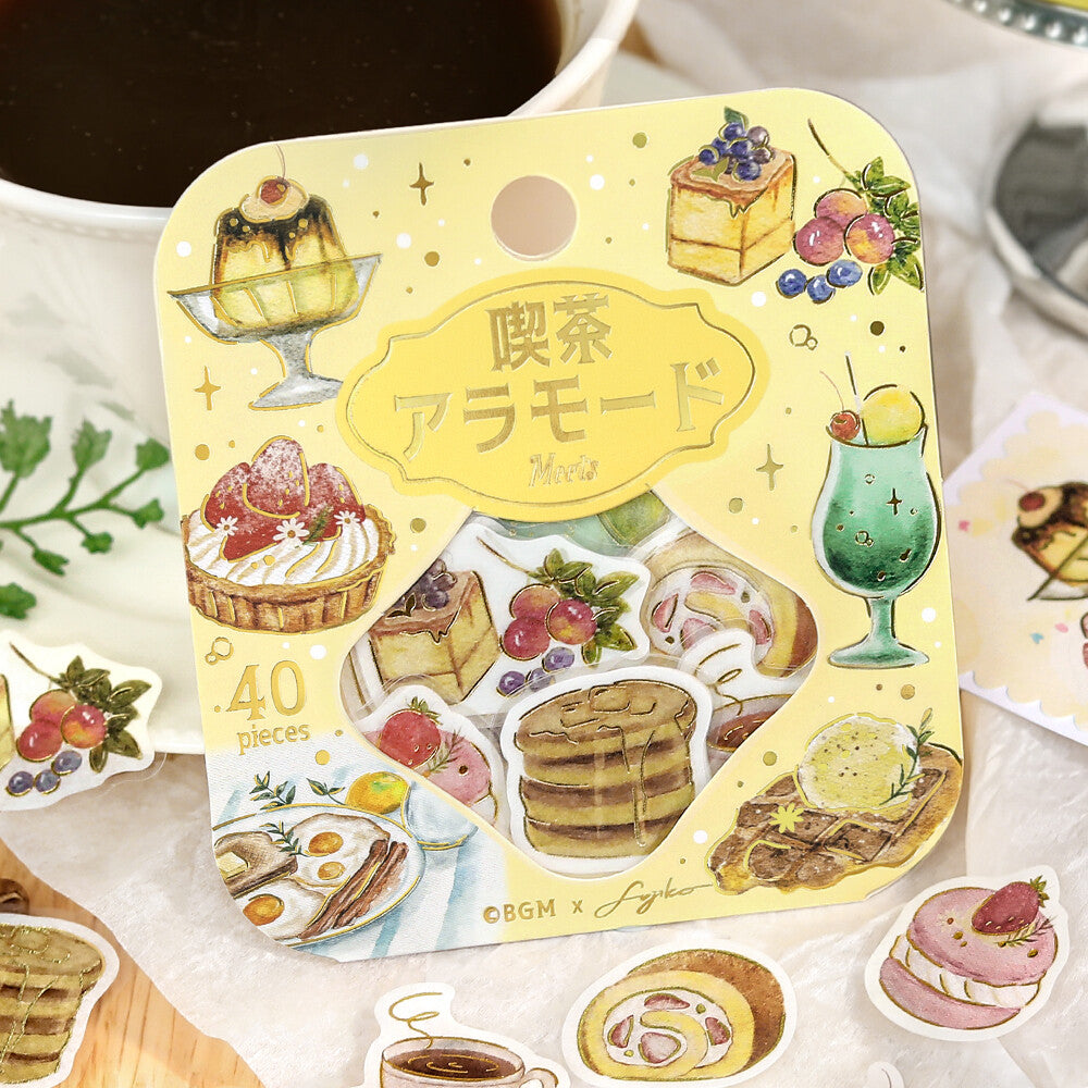 BGM Foil-stamped Flake Stickers Cafe A La Mode - A Sweet Break