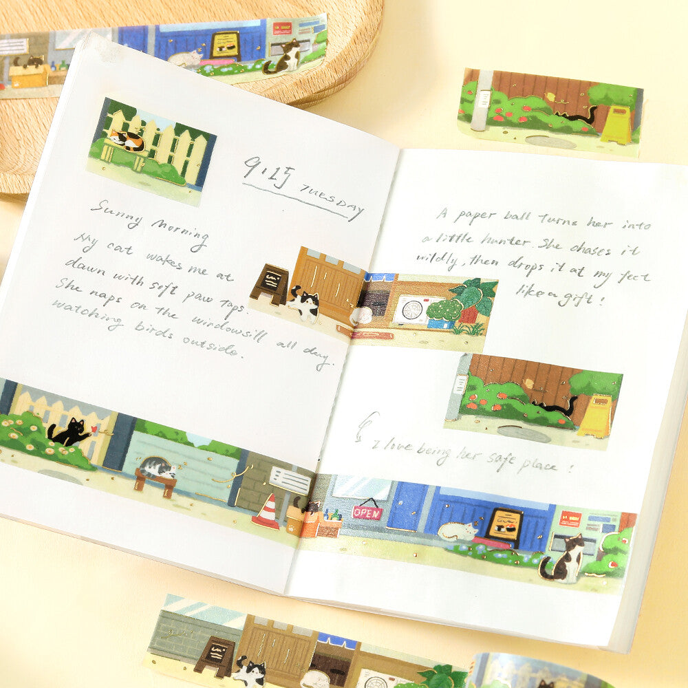 BGM 20mm Washi Masking Tape – The Cat's Journey: Afternoon in the Back Alley 