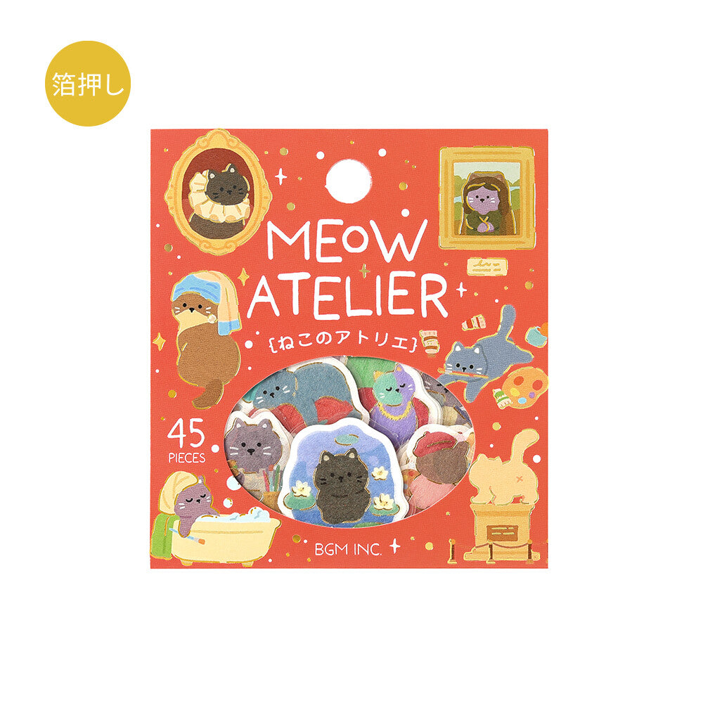 BGM Foil-Stamped Flake Stickers – Dress-Up Animals: Cat's Atelier