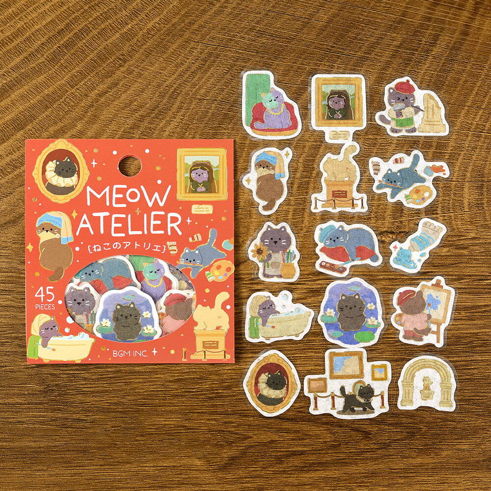 BGM Foil-Stamped Flake Stickers – Dress-Up Animals: Cat's Atelier
