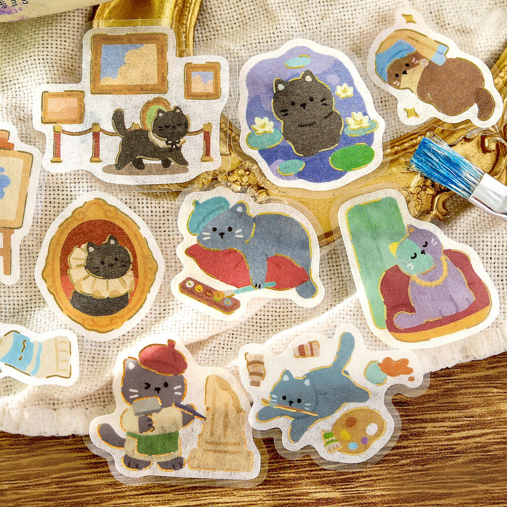 BGM Foil-Stamped Flake Stickers – Dress-Up Animals: Cat's Atelier