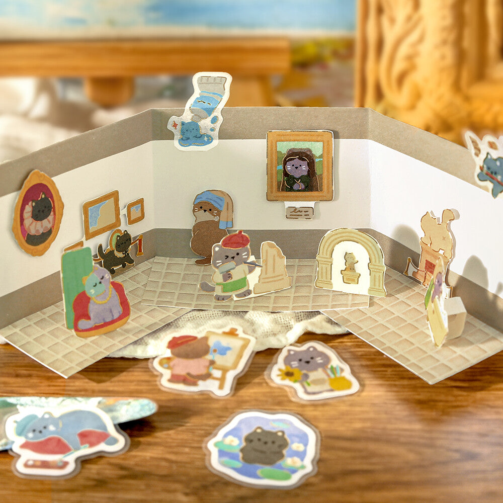 BGM Foil-Stamped Flake Stickers – Dress-Up Animals: Cat's Atelier