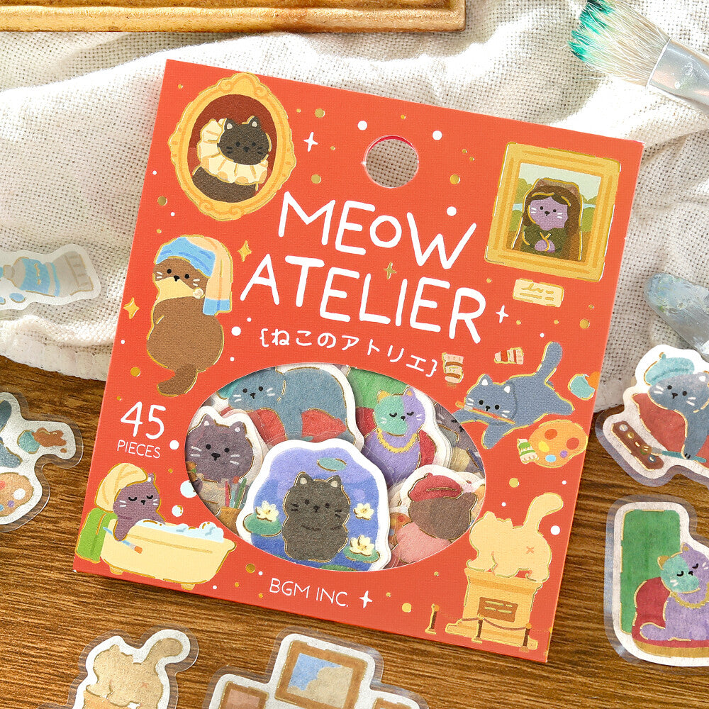 BGM Foil-Stamped Flake Stickers – Dress-Up Animals: Cat's Atelier