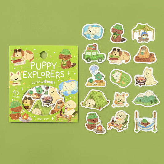 BGM Foil-Stamped Flake Stickers – Dress-Up Animals: Puppy Expedition