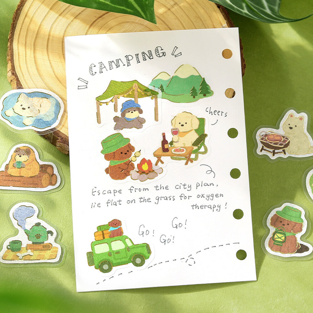 BGM Foil-Stamped Flake Stickers – Dress-Up Animals: Puppy Expedition