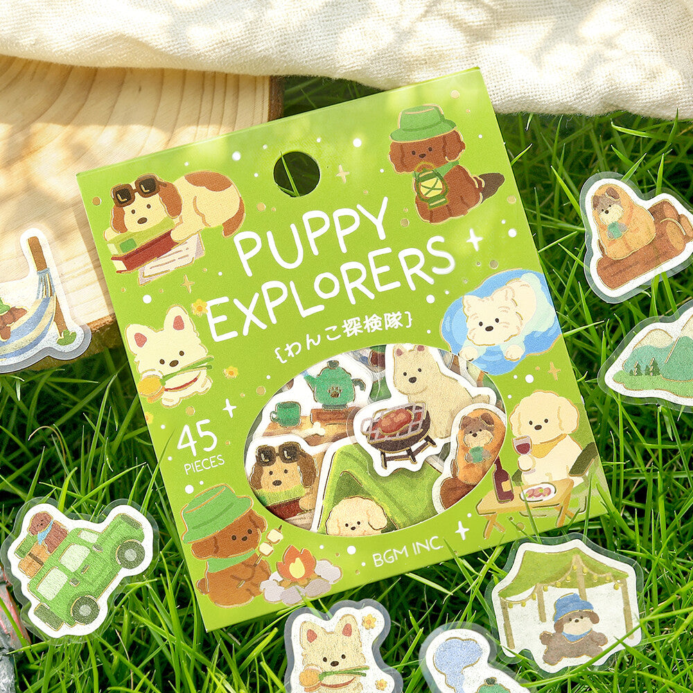BGM Foil-Stamped Flake Stickers – Dress-Up Animals: Puppy Expedition