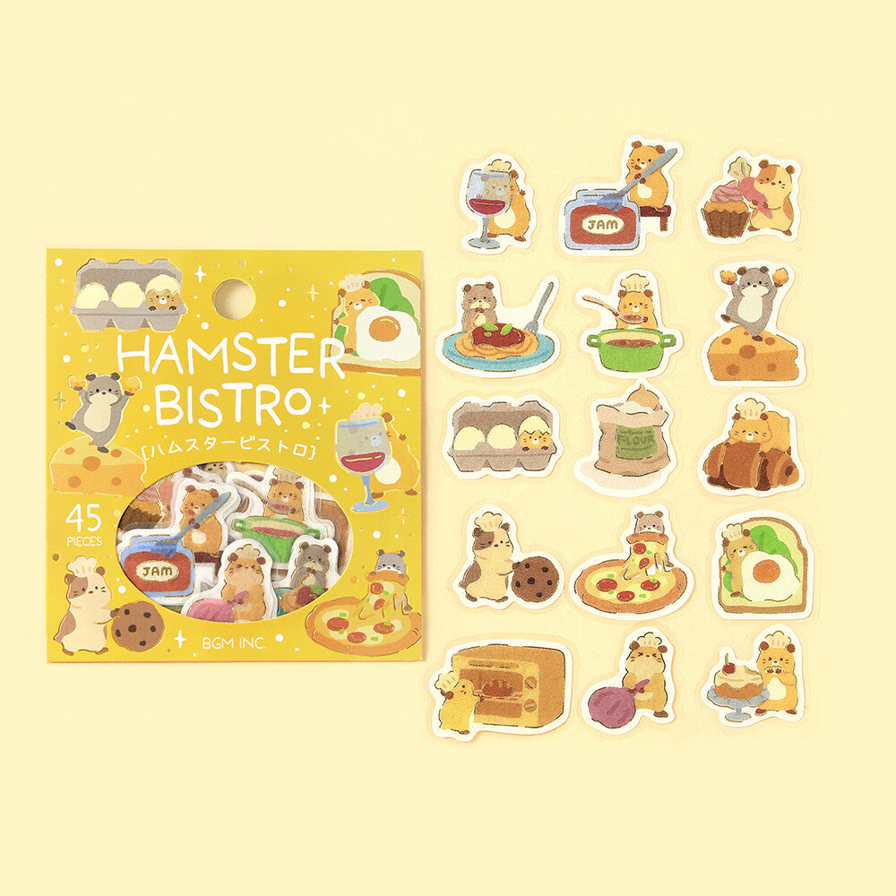 BGM Foil-Stamped Flake Stickers – Dress-Up Animals: Hamster Bistro
