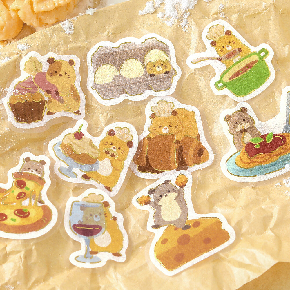 BGM Foil-Stamped Flake Stickers – Dress-Up Animals: Hamster Bistro
