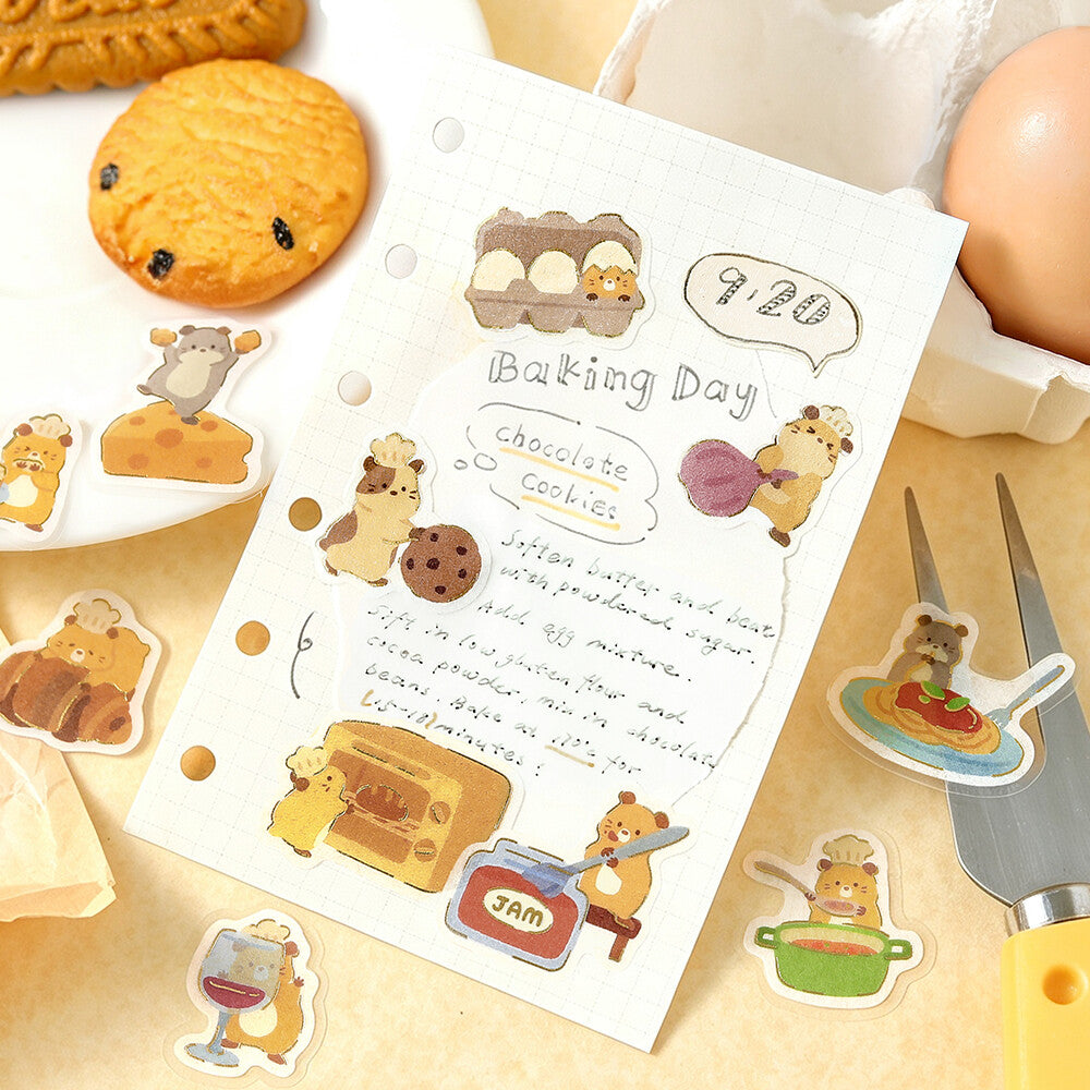 BGM Foil-Stamped Flake Stickers – Dress-Up Animals: Hamster Bistro