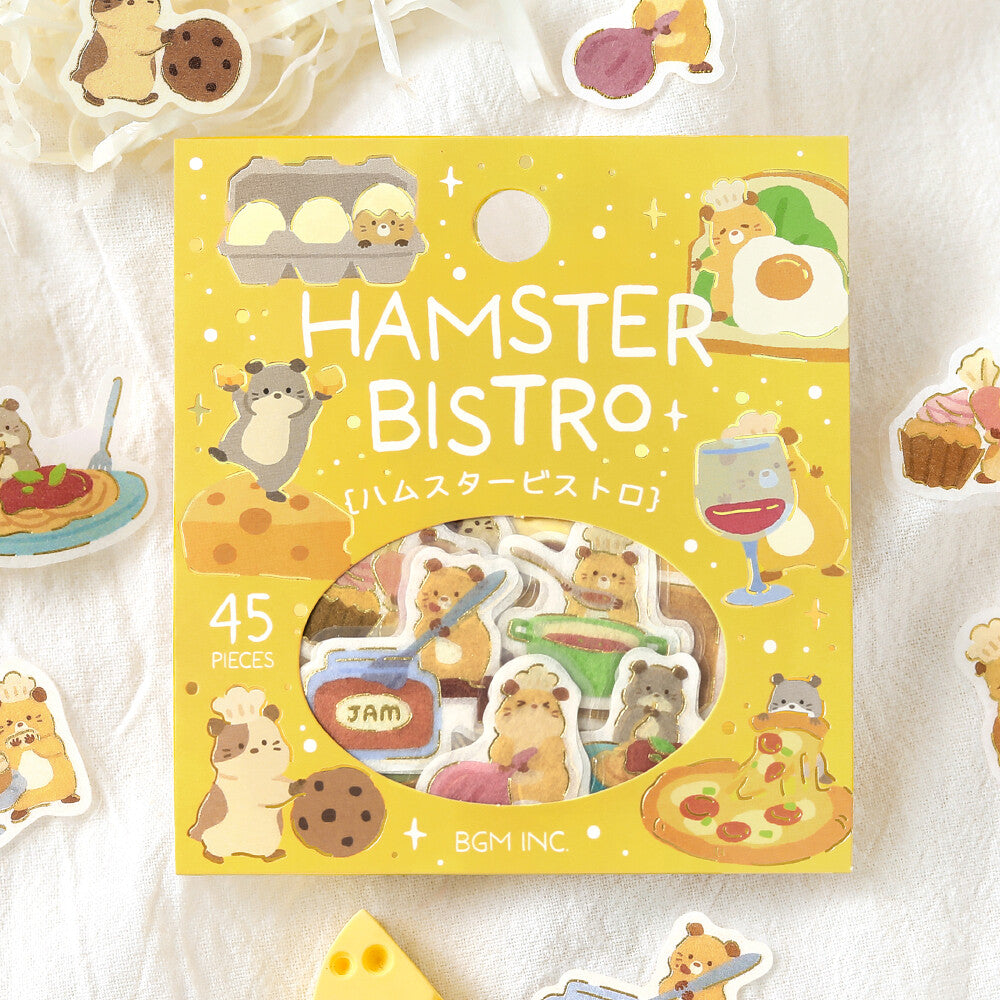 BGM Foil-Stamped Flake Stickers – Dress-Up Animals: Hamster Bistro