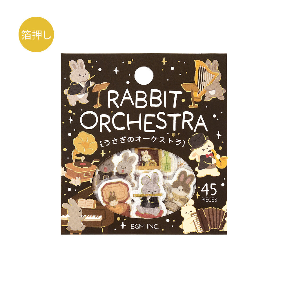 BGM Foil-Stamped Flake Stickers – Dress-Up Animals: Rabbit Orchestra