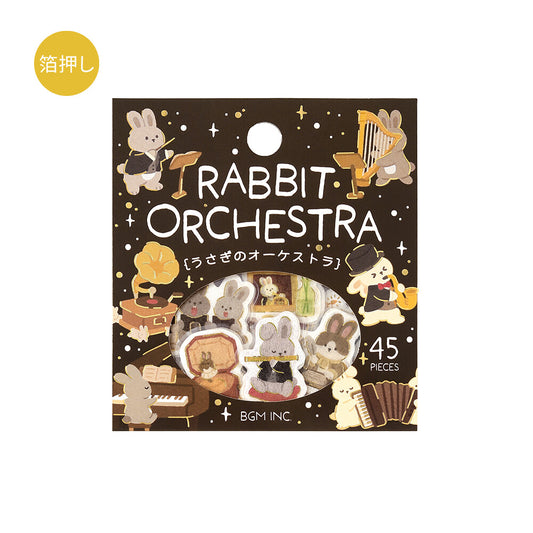 BGM Foil-Stamped Flake Stickers – Dress-Up Animals: Rabbit Orchestra