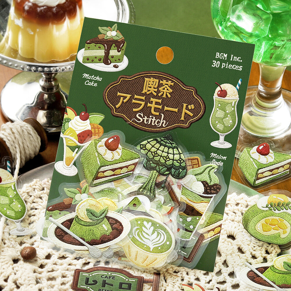 BGM Foil-Stamped Clear Stickers – Kissa À la Mode: Embroidery Book Green
