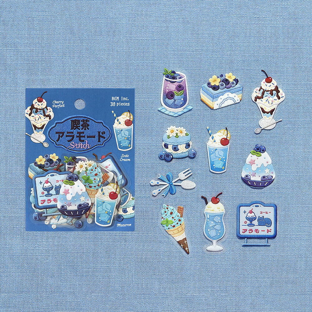 BGM Foil-Stamped Clear Stickers – Kissa À la Mode: Embroidery Book Blue