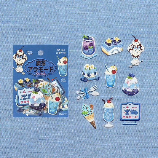 BGM Foil-Stamped Clear Stickers – Kissa À la Mode: Embroidery Book Blue