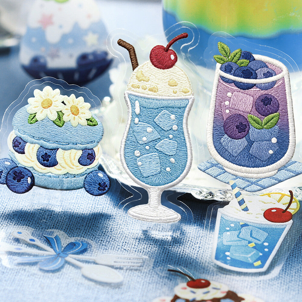 BGM Foil-Stamped Clear Stickers – Kissa À la Mode: Embroidery Book Blue