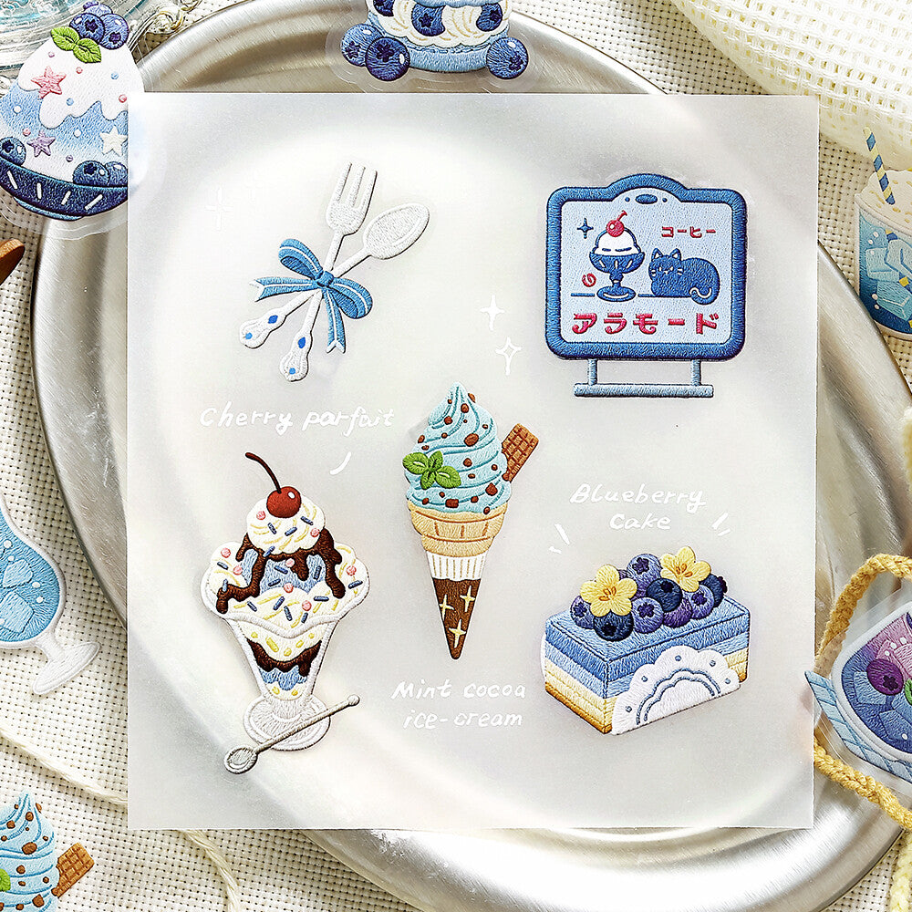 BGM Foil-Stamped Clear Stickers – Kissa À la Mode: Embroidery Book Blue